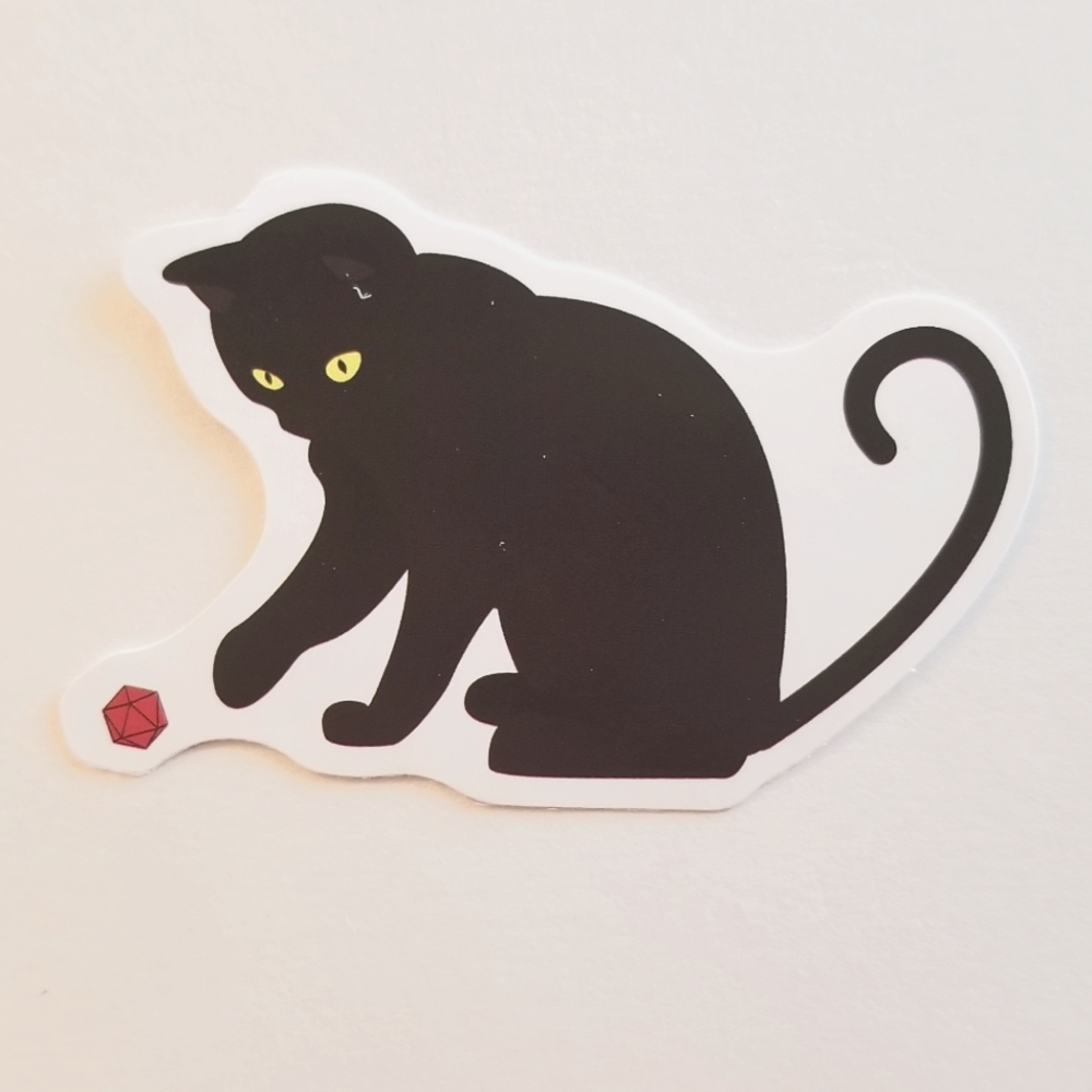 10/$10 Black Cat Playing With Toy Sticker